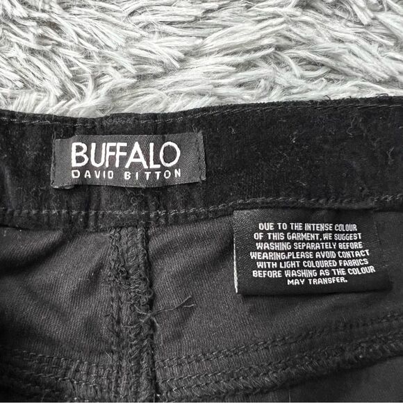 Buffalo David Button Black Marvel Mid-Rise Velvet Skinny Stretch Pants Size 8 - Picture 3 of 8
